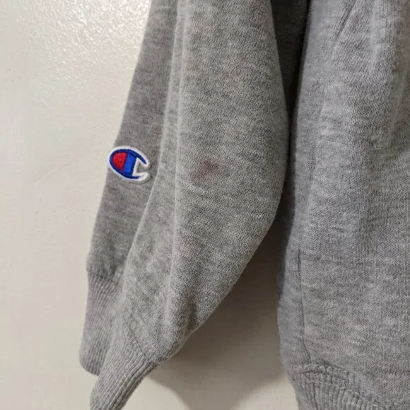 Champion Logo Grey Hoodie Jacket Kids 5 - Picture 5 of 8